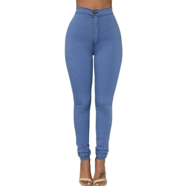 Women Jeans Skinny Trouser Clubbing Top Ladies Blue Denim Pant Size 6 8 10 12 14